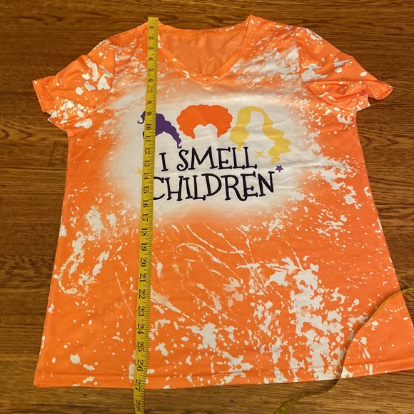 NWOT MD Orange & White Speckled Paint Splatter Halloween Short Sleeve Top - Picture 6 of 8